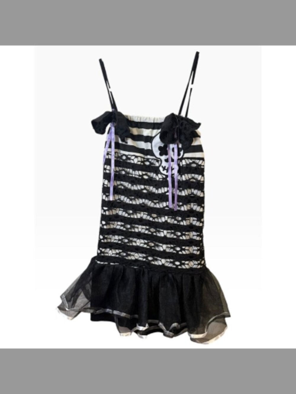 Girls’ Halloween Skeleton Dress Costume – Black & White – Size M 8–10